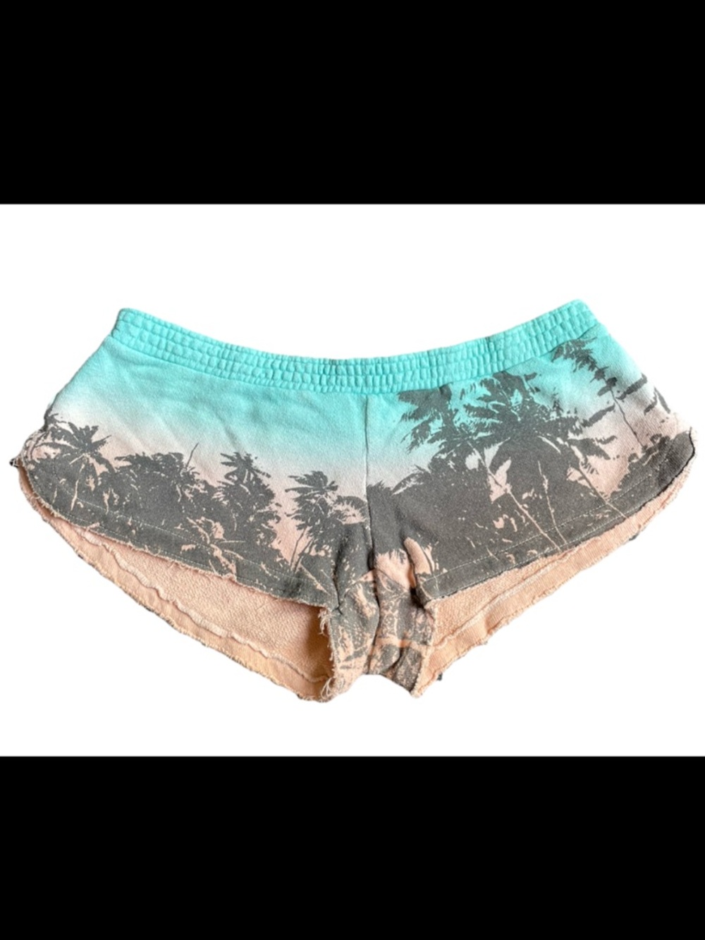 Billabong 100% cotton terry tropical Ombre beach Shorts  raw hem coastal M